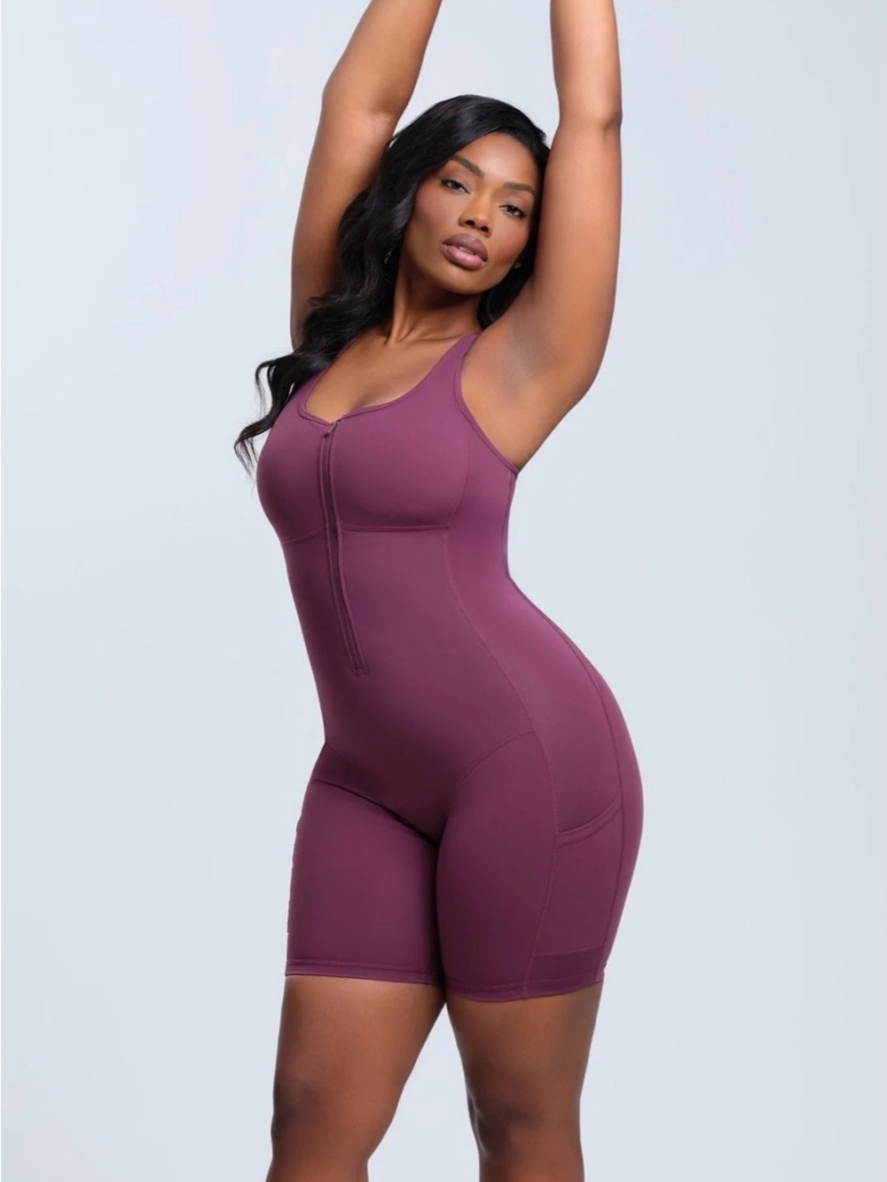 She’s Waisted SaunaSculpt Compression Romper Shorts XL Burgundy/Merlot NWT